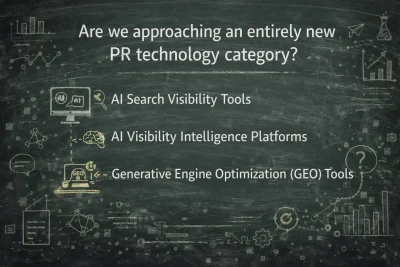 AI generated image with a chalkboard like appearance and caption "Are we approaching an entirely new PR category?"