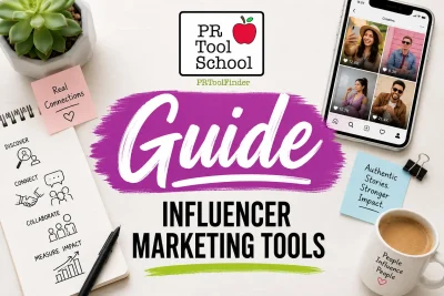 Image announces the Guide to Influencer Marketing Tools Post (this post includes a tools table)