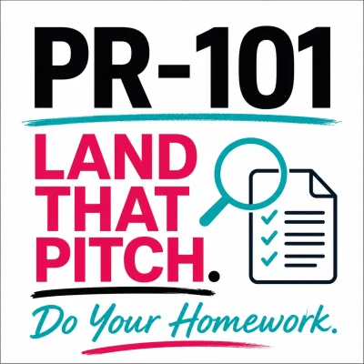 Image that says "PR-101" Land That Pitch, Do Your Homework